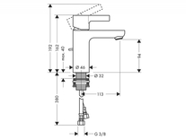 Baterie lavoar Hansgrohe, Metris S, ventil cu tijă, crom